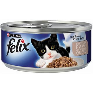 Alimento Húmedo para Gatos Adultos Filetes de Pavo con Queso Felix  156 g