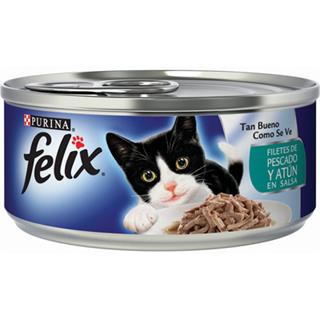 Alimento Húmedo para Gatos Adultos Filetes de Pescado y Atún en Salsa Felix  156 g