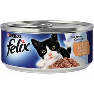 Alimento Húmedo para Gatos Adultos Filetes de Pollo y Salmón en Salsa Felix  156 g