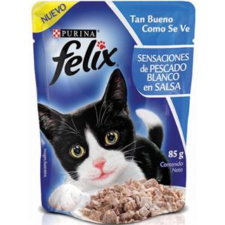 Alimento Húmedo para Gatos Adultos Pescado Blanco en Salsa Felix  85 g