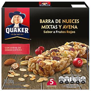 Barra de Cereal con Nueces y Avena Frutos Rojos Quaker  200 g
