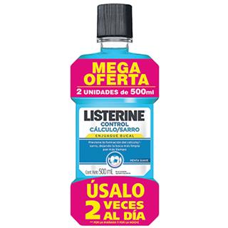 Enjuague Bucal Control Cálculo Sarro, 2 Botellas Listerine 1 000 ml