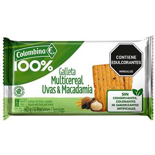 Galletas Integrales Multicereal, Uvas y Macadamia Crakeñas  162 g