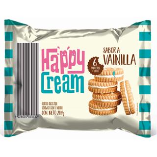 Galletas Sánduche Comunes Rellenas con Crema Sabor a Vainilla Happy Cream  204 g