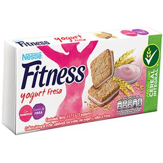 Galletas Sánduche Integrales Rellenas con Crema Sabor a Fresa Yogur Fitness  118 g