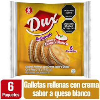 Galletas Sánduche Saladas Rellenas con Crema Sabor a Queso Dux  216 g