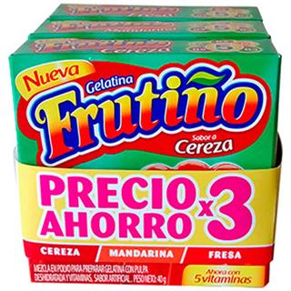 Gelatina en Polvo Sabores Surtidos: Cereza, Mandarina y Fresa Frutiño  120 g