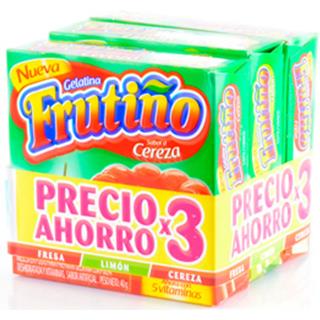 Gelatina en Polvo Sabores Surtidos: Fresa, Limón y Cereza Frutiño  120 g