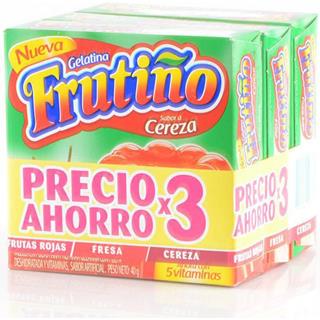 Gelatina en Polvo Sabores Surtidos: Frutas Rojas, Fresa y Cereza Frutiño  120 g