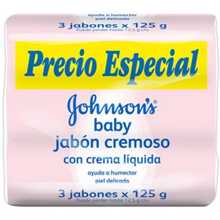 Jabón en Barra para Bebé Con Crema Líquida Johnson's Baby  375 g