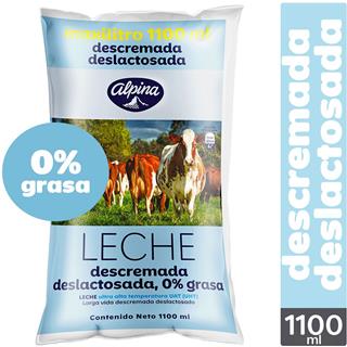 Leche Larga Vida Descremada Deslactosada en Bolsa Alpina 1 100 ml