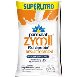 Leche Larga Vida Semidescremada Deslactosada en Bolsa Zymil 1 100 ml