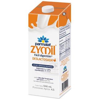 Leche Larga Vida Semidescremada Deslactosada en Caja Zymil  946 ml