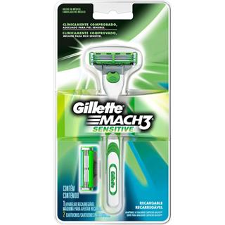 Máquina para Afeitar de 3 Hojas con Repuestos para Piel Sensible +2 Cartuchos Gillette  1 unidad