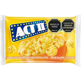 Palomitas de Maíz para Microondas con Sabor a Mantequilla Extra Act II  80 g