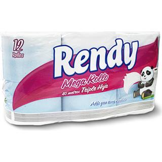 Papel Higiénico Triple Hoja Rendy  480 m