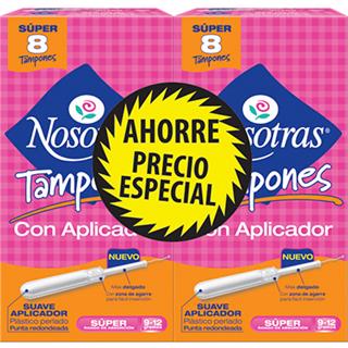 Tampones con Aplicador para Flujo Fuerte Nosotras  16 unidades