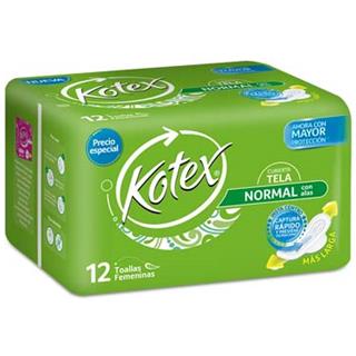 Toallas Higiénicas de Tela con Alas Insta Centro Kotex  12 unidades