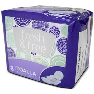 Toallas Higiénicas Nocturnas Fresh & Free  8 unidades