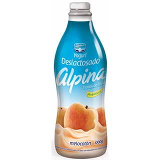 Yogur Deslactosado Melocotón, Trozos de Fruta Alpina 1 000 g