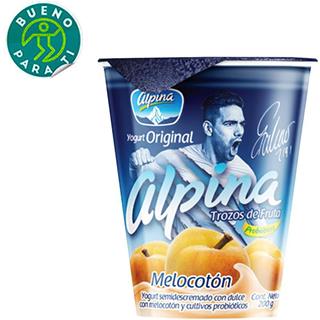 Yogur Deslactosado en Vaso Melocotón, Trozos de Fruta Alpina  200 g