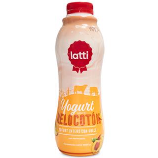 Yogur Entero con Sabor a Melocotón en Botella Trozos de Fruta Latti 1 000 g