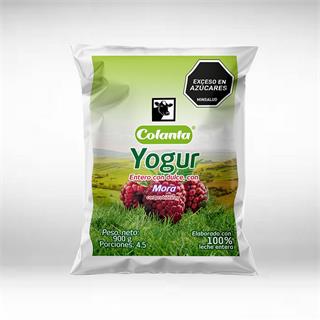 Yogur Entero con Sabor a Mora en Bolsa Colanta  900 g