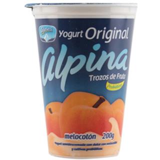 Yogur Semidescremado con Sabor a Melocotón Trozos de Fruta Alpina  200 g