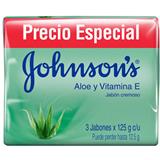 Jabón en Barra con Aloe Vera y Vitamina E Johnson's  375 g en Éxito